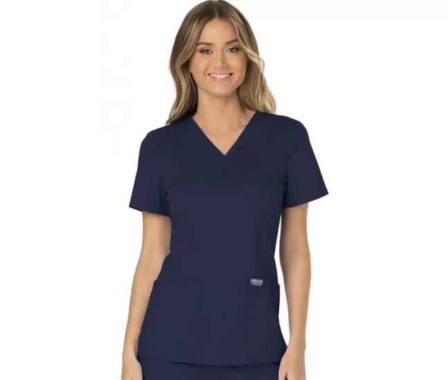 Mock Wrap Top WWE610 in Navy