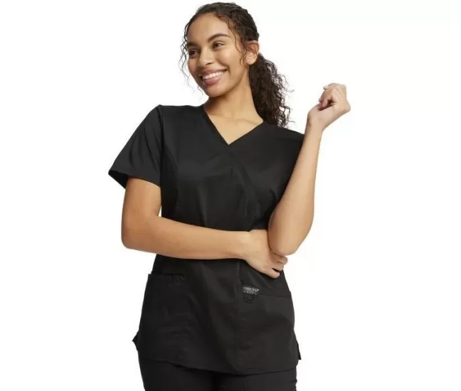 Mock Wrap Top WWE610 in Black