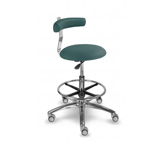 Saddle chair with wheels, backrest and footrest 1240GDent