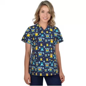Scrub top BAMBINA, Navy Owls Scrub top BAMBINA, Navy Owls