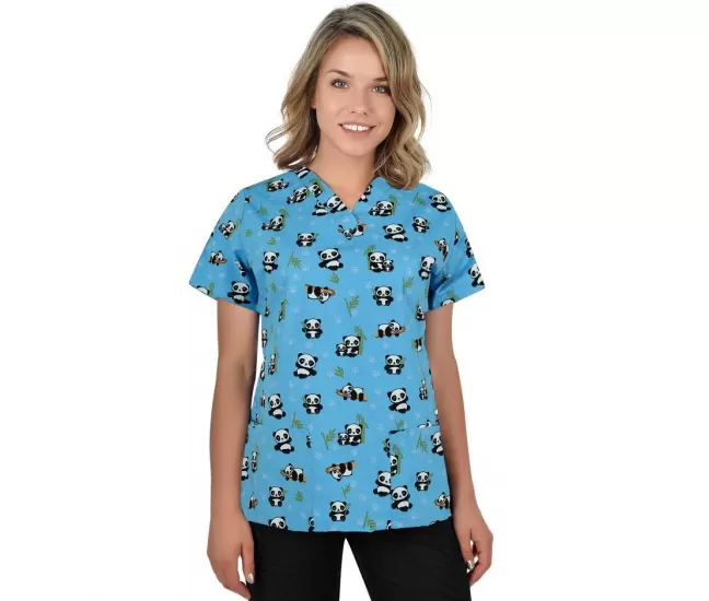 Scrub top BAMBINA, Light Blue Pandas