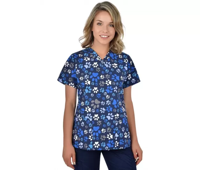 Scrub top BAMBINA, Navy Paws