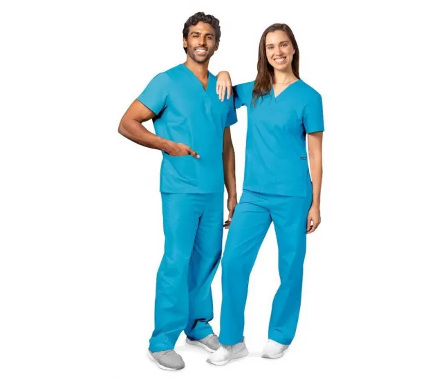 Unisex Drawstring Scrub Set 701 Turquoise