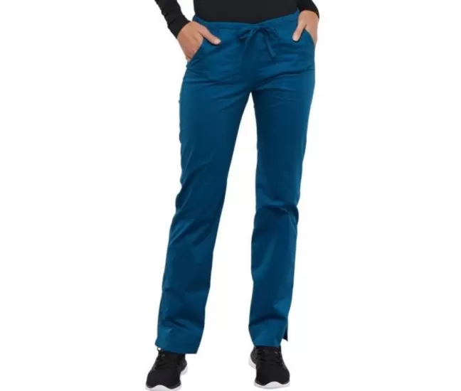 Mid Rise Slim Straight Drawstring Pant WWE4203 in Caribbean Blue