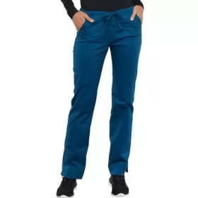 Mid Rise Slim Straight Drawstring Pant WWE4203 in Caribbean Blue Mid Rise Slim Straight Drawstring Pant WWE4203 in Caribbean Blue