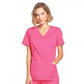Mock Wrap Top WWE4728 in Shocking Pink