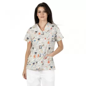 Scrub top BAMBINA, Light brown with animals Scrub top BAMBINA, Light brown with animals