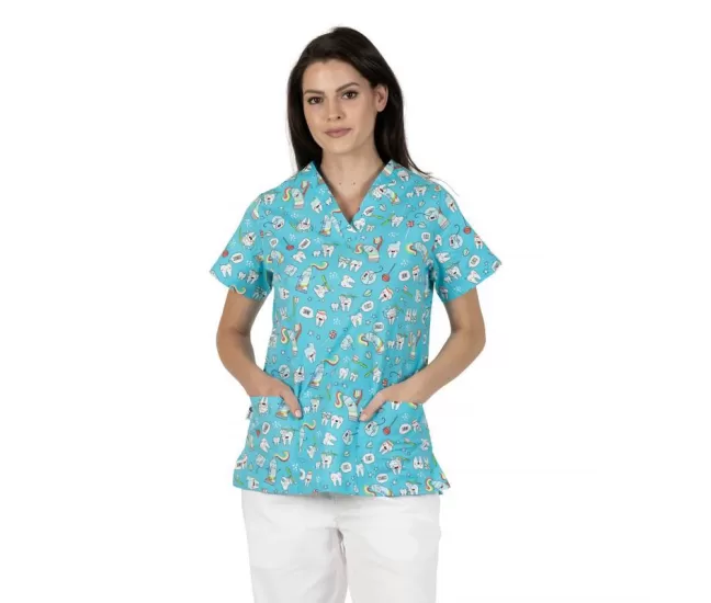 Scrub top BAMBINA, Blue teeths