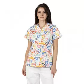 Scrub top BAMBINA, White Hearts Scrub top BAMBINA, White Hearts