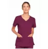 Cherokee Women's Stretch 3-Pocket V-Neck Top WWE4727 in Wine