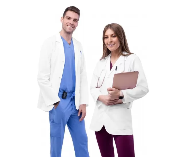 Unisex Midriff Lab Coat 805 White