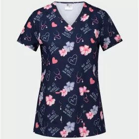 Блузка для женщин медицинского назначения ISABELLA, синяя с рисунком героев