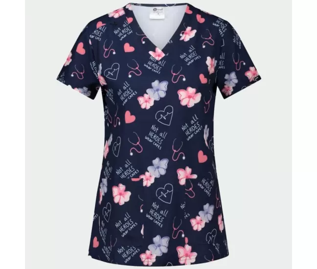 Women's Medical tunic ISABELLA, navy with heroes