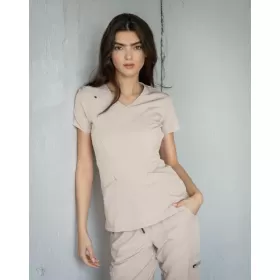 Scrub top JUSTINA, sand Scrub top JUSTINA, sand