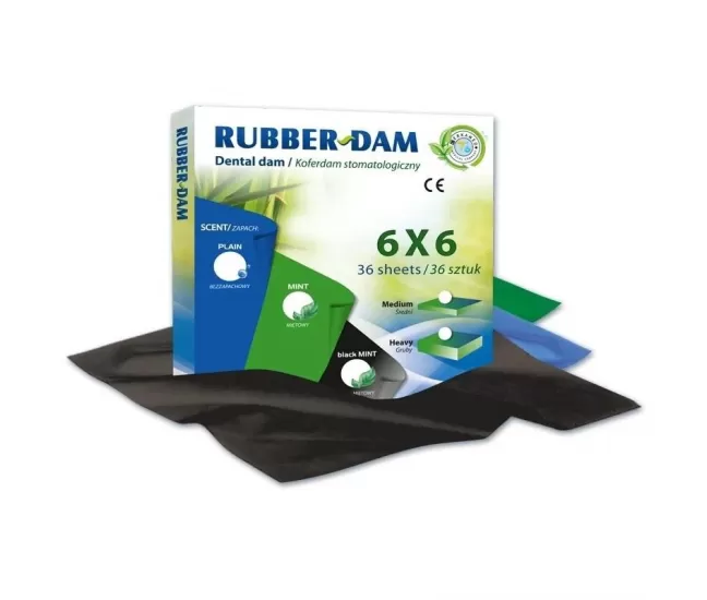 Rubber dam black, 15 x 15 cm medium, 36 pcs.