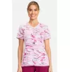 Медицинская женская блузка CK608 белая с розовыми узорами