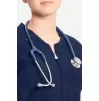 Women's Zip Front Round Neck Solid Scrub Top CK810A Navy
