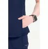 Women's Zip Front Round Neck Solid Scrub Top CK810A Navy