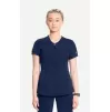 Women's Zip Front Round Neck Solid Scrub Top CK810A Navy