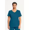 Women's Mock Wrap Solid Scrub Top 2625A Caribbean Blue