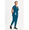 Women's Mock Wrap Solid Scrub Top 2625A Caribbean Blue