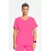 Women's Mock Wrap Solid Scrub Top 2625A Carmine Pink