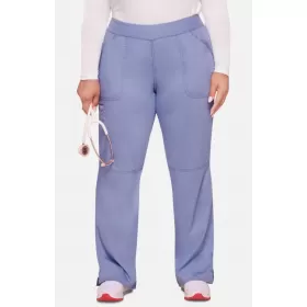 Women's Elastic Waist Cargo Pocket Scrub Pant WW110 Ceil Blue