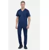Men's V-Neck Solid Scrub Top WW603 Navy