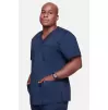 Men's V-Neck Utility Solid Scrub Top WW670 Navy