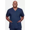 Men's V-Neck Utility Solid Scrub Top WW670 Navy