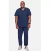 Men's V-Neck Utility Solid Scrub Top WW670 Navy