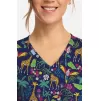 Women's Bumble Bee Bloom Print Scrub Top CK856 Jungle Jive