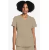 Women's 3-Pocket V-Neck Shirttail Scrub Top CK961A Khaki