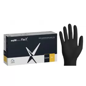Nitrile disposable diagnostic and protective gloves, Easycare Flex, black, 100 pcs