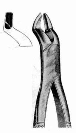 Ķirurģiskās knaibles augšējiem labajiem molāriem