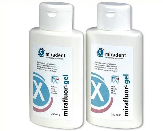 Miradent mirafluor-gel strawberry after whitening, 250 ml.