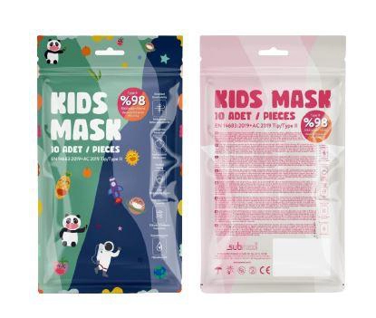 Medicīniskās sejas aizsargmaskas, bērnu, zilas, 10 gab.