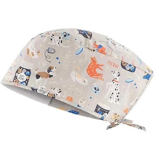 ADRIANA medicīnas cepure, gaiši brūna ar dzīvniekiem