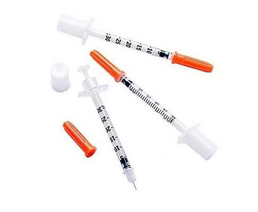 Insulin syringe, 0.3 ml, with fixed needle 30G, 100 pcs