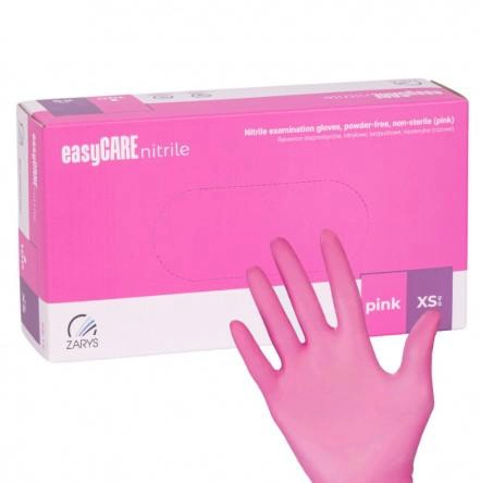 Nitrile disposable diagnostic and protective gloves, Easycare, pink, 100 pcs